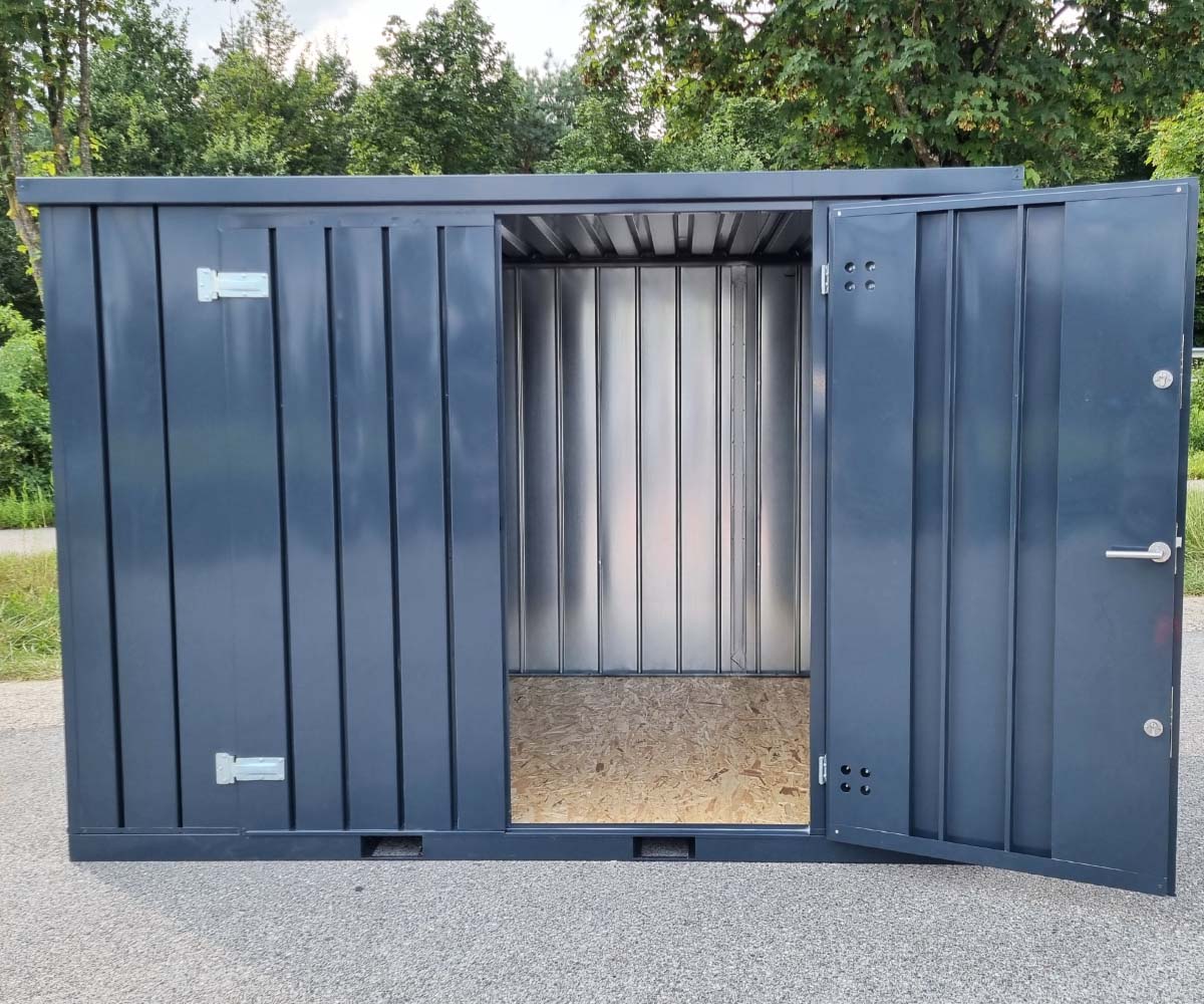 5m Gartencontainer mit Türen längsseite in RAL 7016 Anthrazit | Prime