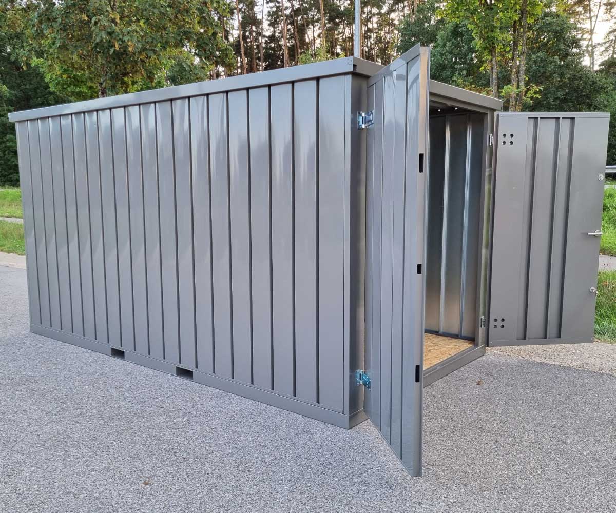 4m Gartenhäuschen in RAL 7039 Quarzgrau mit Doppeltür | PRIME