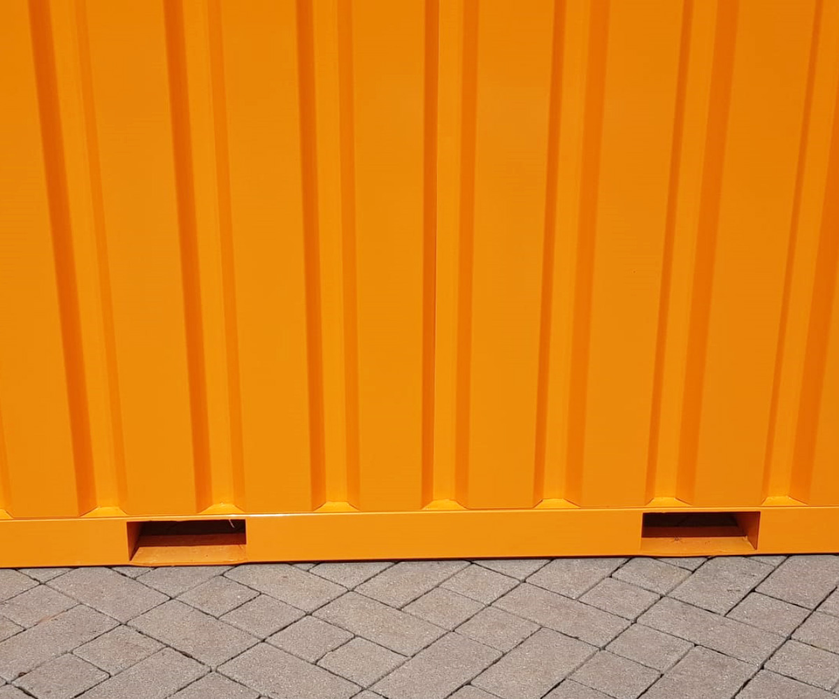 4m Bauhof Container in RAL 2011 mit Doppeltür und Kranösen