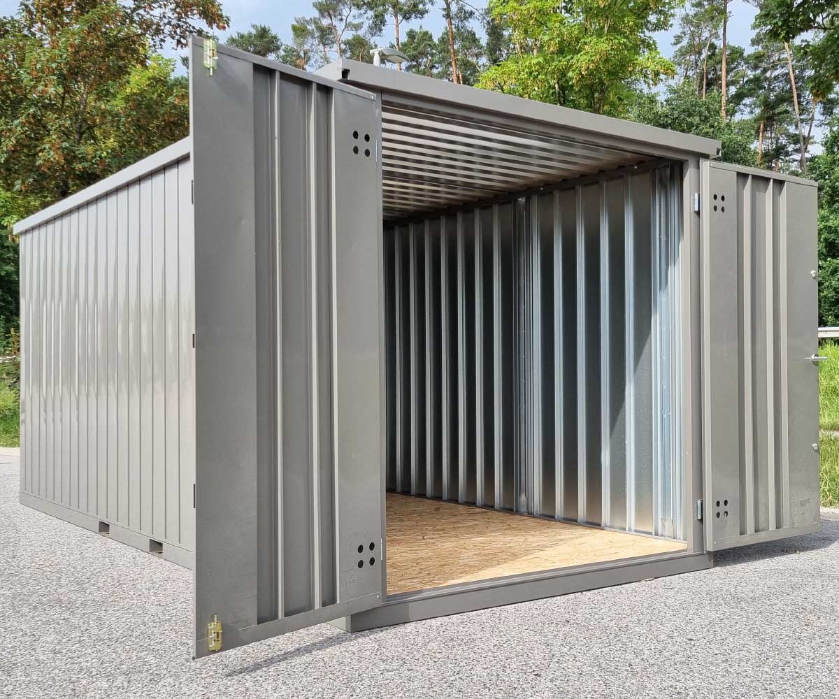 5m Gartenhäuschen in RAL 7039 Quarzgrau mit Doppeltür | PRIME