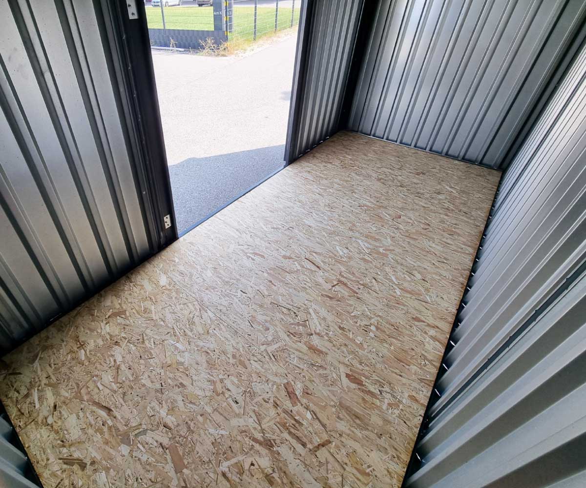 5m Gartenschuppen Anthrazit RAL 7021 Doppelflügeltür längsseitig