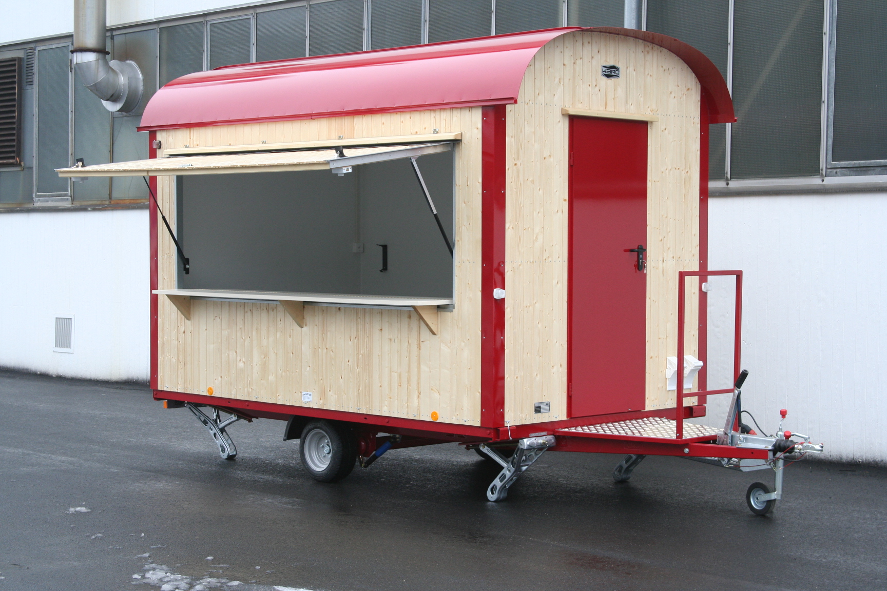 Holz Verkaufswagen | Marktstand Isoliert 25 - 80 km/h  mit Elektroausstattung -500cm/220cm/230cm-