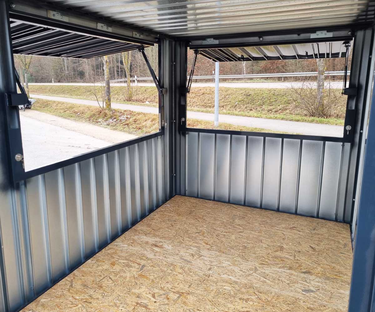 3m Verkaufsbox mit 2 Verkaufsklappen in RAL7016 Anthrazit