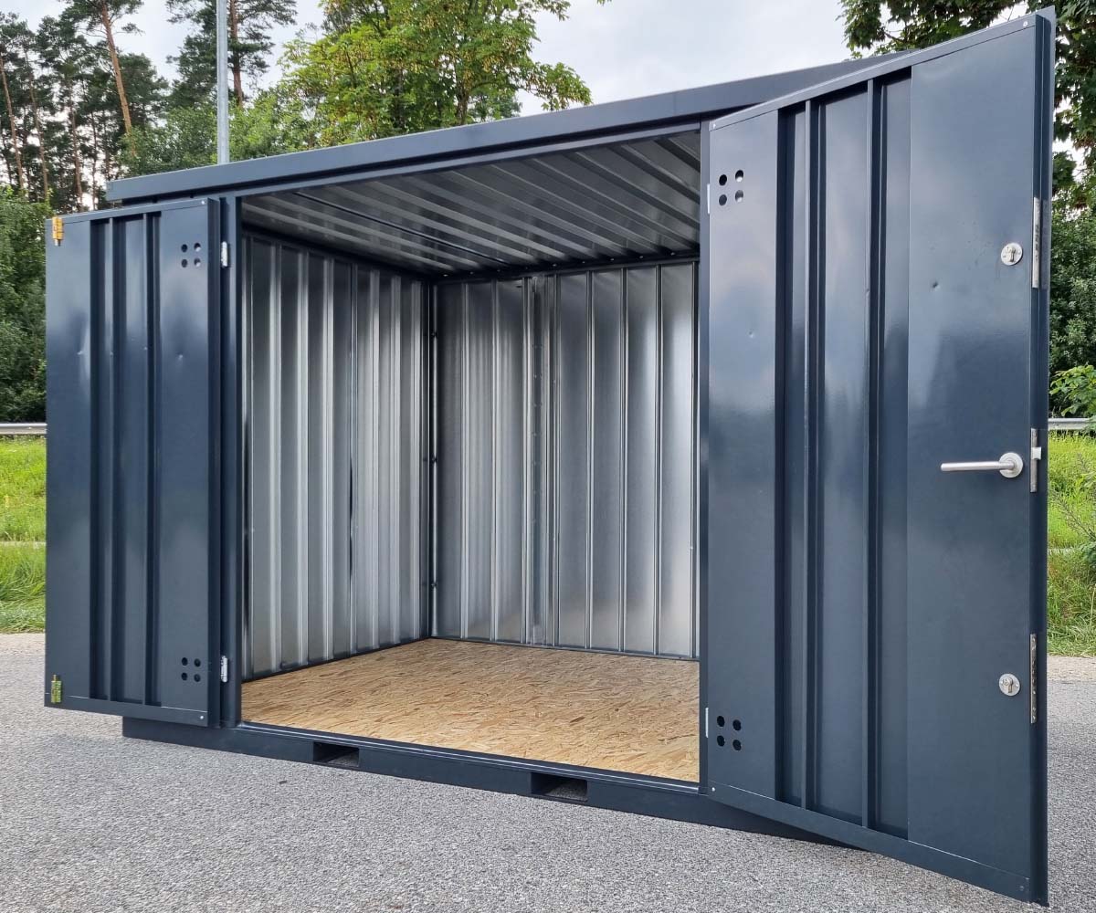 6m Gartencontainer mit Türen längsseite in RAL 7016 Anthrazit | Prime