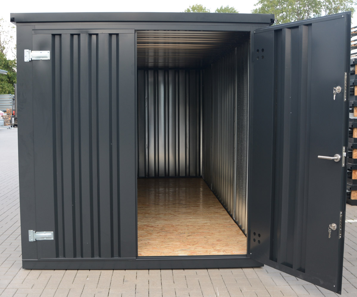 2m Gerätehaus in Anthrazit RAL 7021 mit Doppeltür