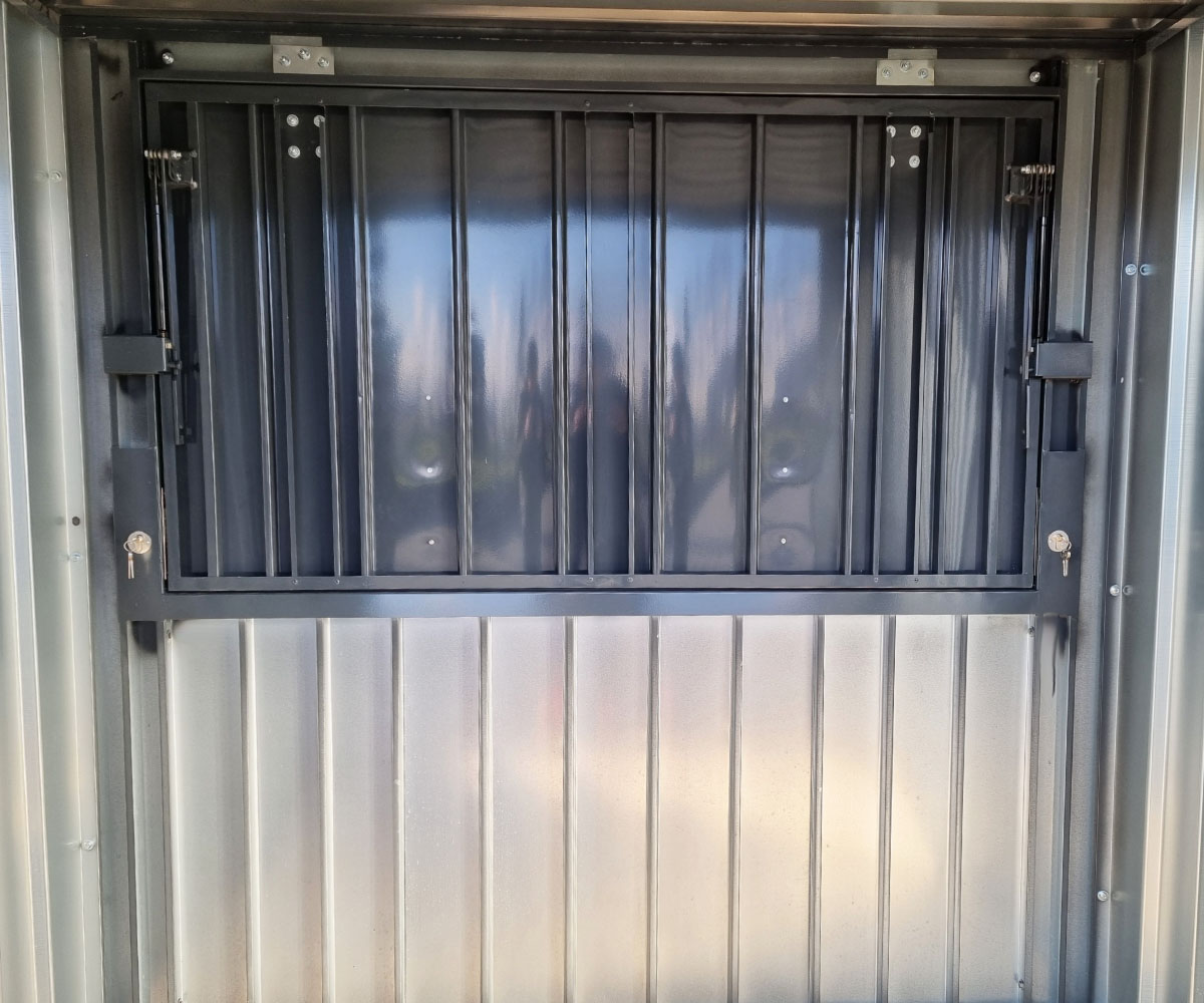 Barcontainer mit Grosser Verkaufsklappe in RAL7016 Anthrazitgrau