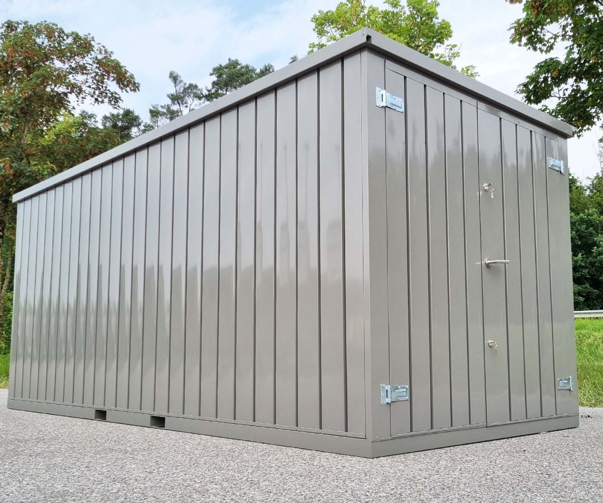 5m Gartenhäuschen in RAL 7039 Quarzgrau mit Doppeltür | PRIME