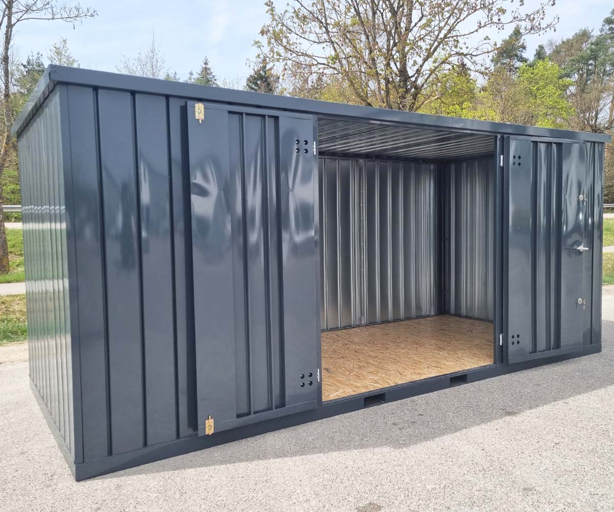 5m_Gartencontainer_Doppeltuer_RAL7016_offen