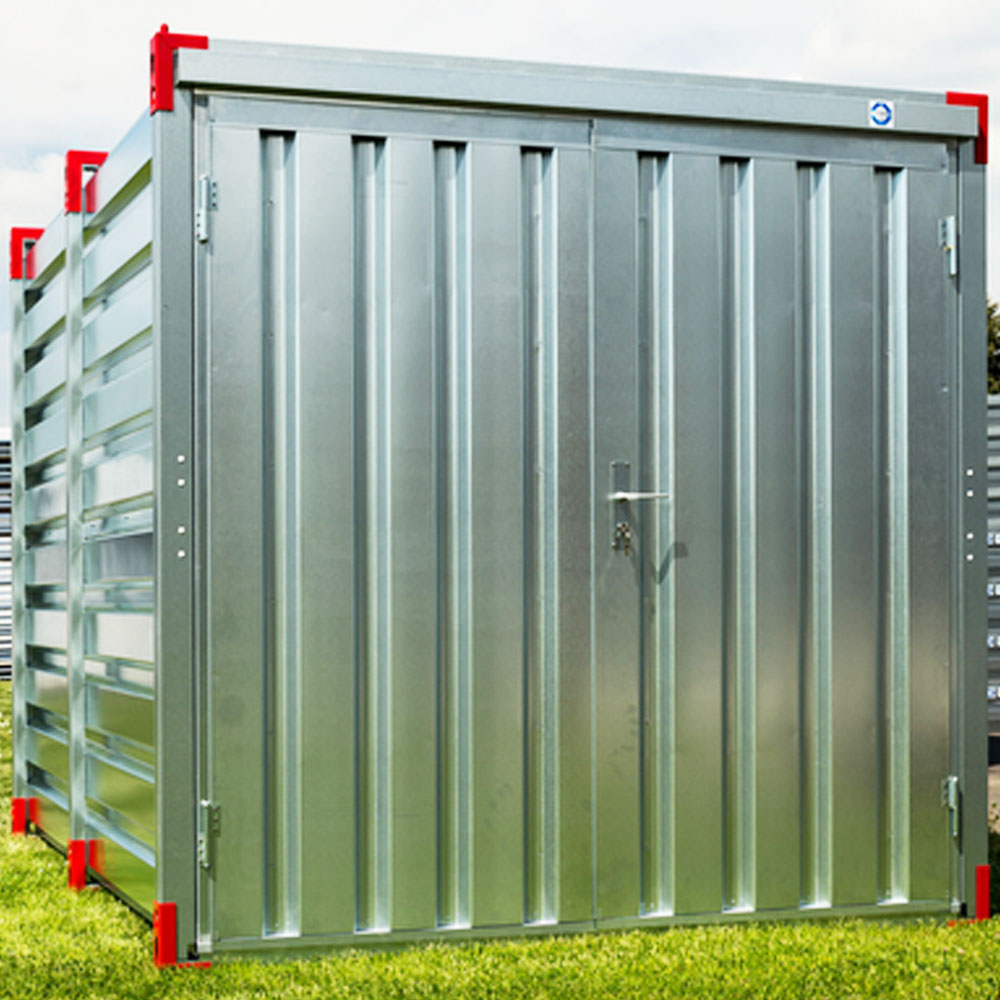 2m Lagercontainer - Blechcontainer mit Doppelflügeltür