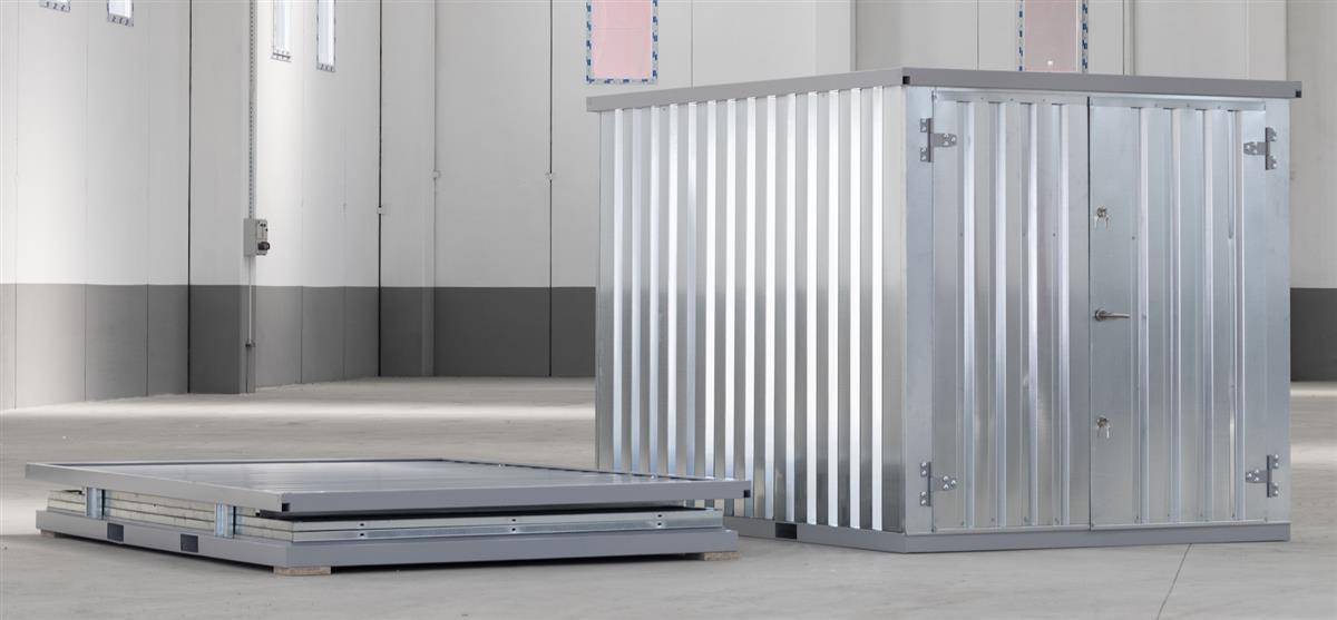 5m Blechcontainer mit Doppelflügeltür, Kranösen und Staplerlaschen