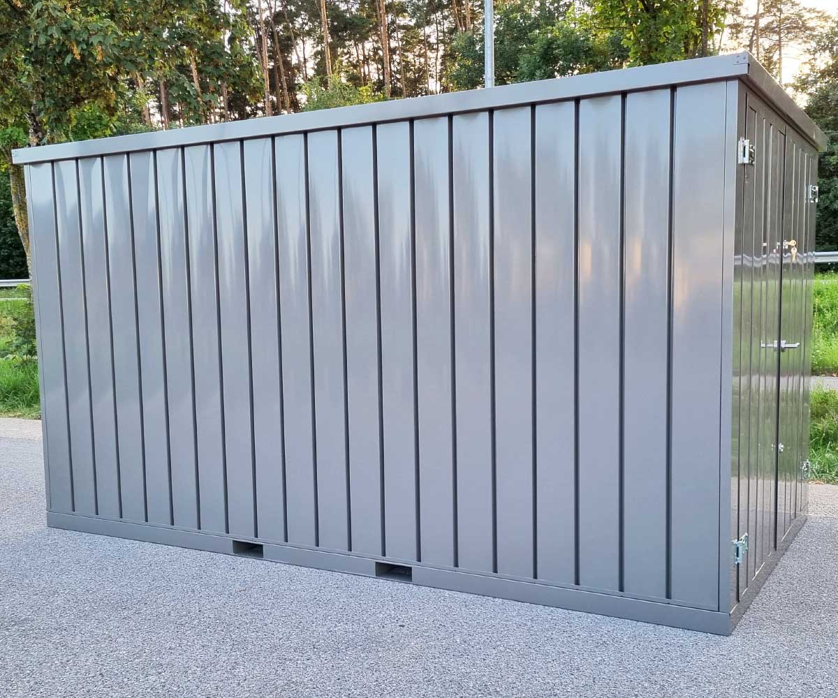 3m Gartenhäuschen in RAL 7039 Quarzgrau mit Doppeltür | PRIME