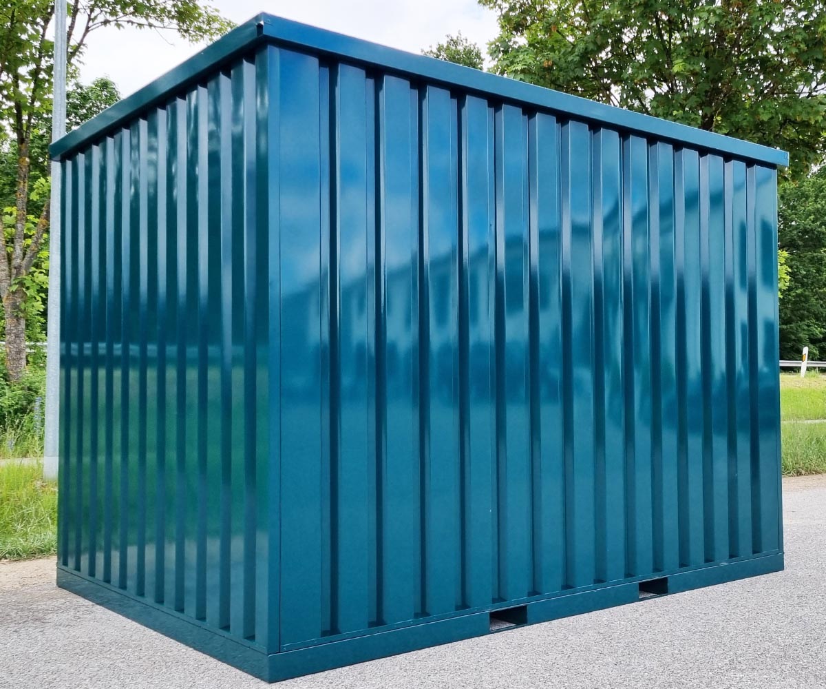 3m Gartenschuppen Blaugrün RAL 6004 mit Doppeltür - kurze Seite