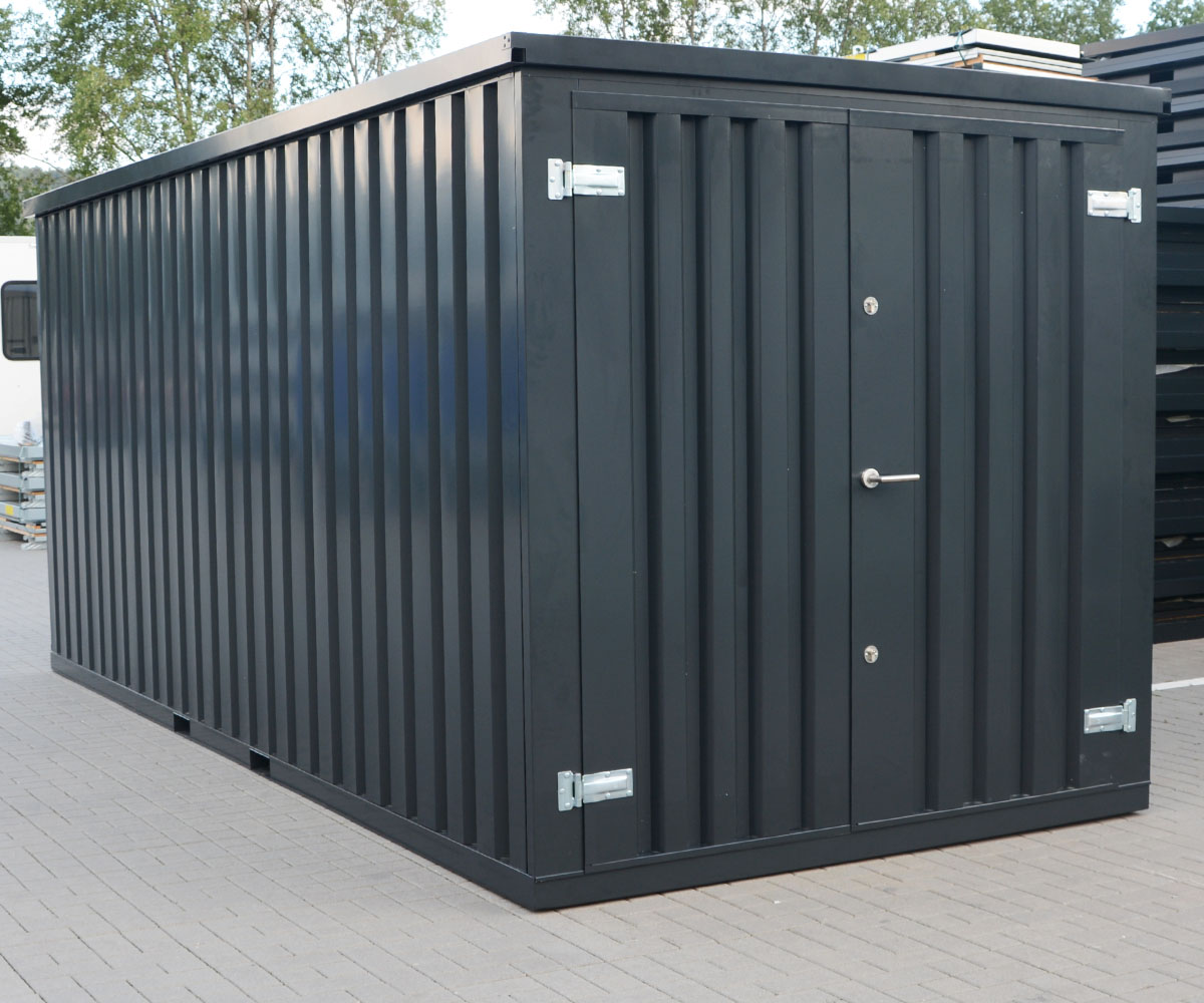 3m Gerätehaus in Anthrazit RAL 7021 mit Doppeltür