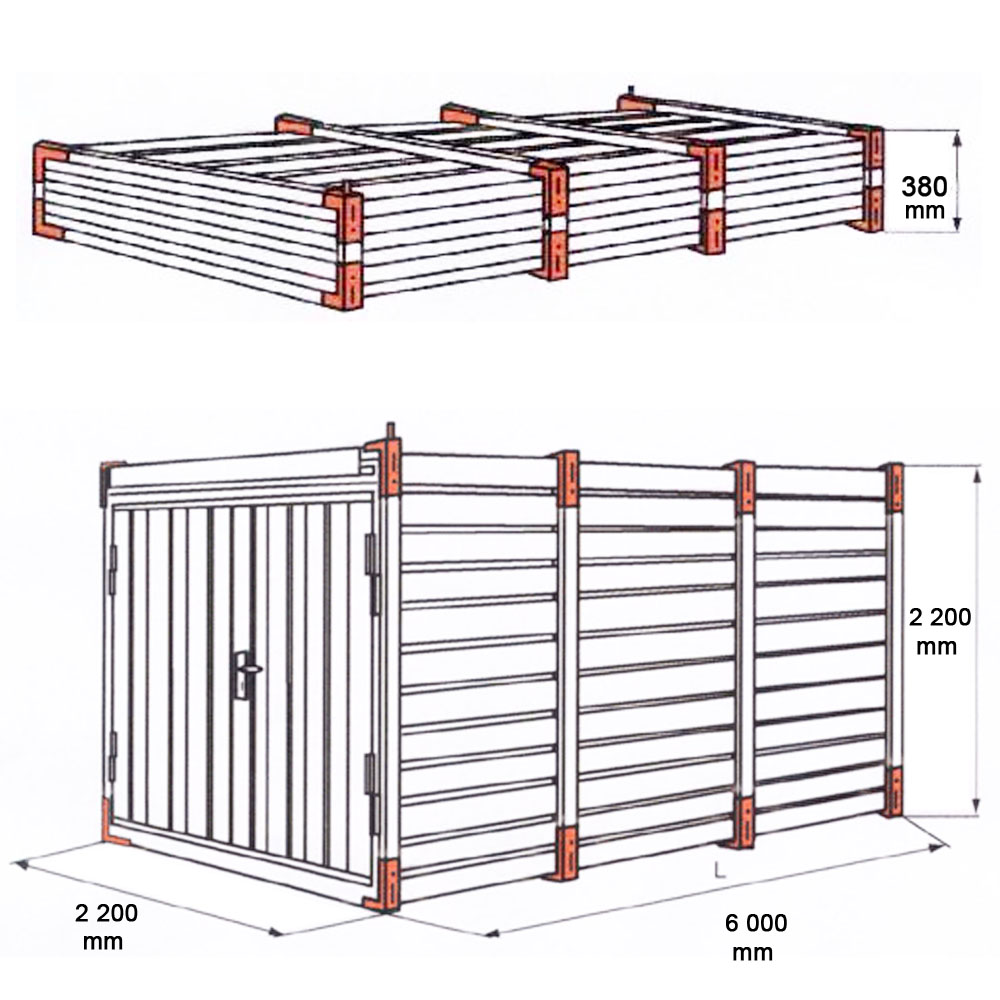 6m Lagercontainer - 20 Fuss Container mit Doppelflügeltür