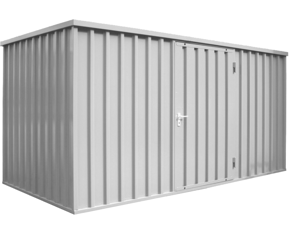 3m Material- Lagercontainer mit Einflügeltür längsseitig und Kranösen
