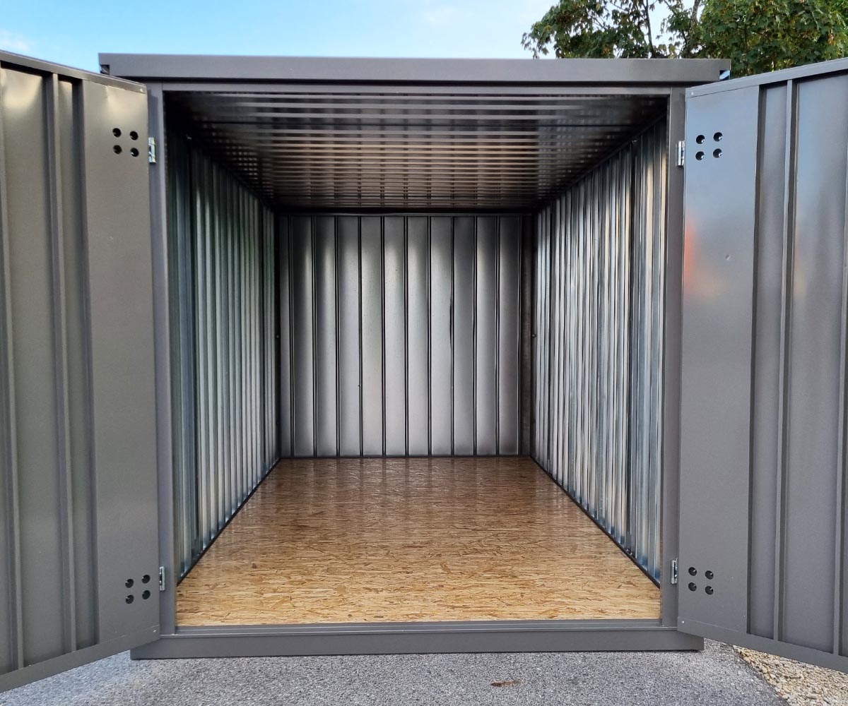 3m Gartenhäuschen in RAL 7039 Quarzgrau mit Doppeltür | PRIME