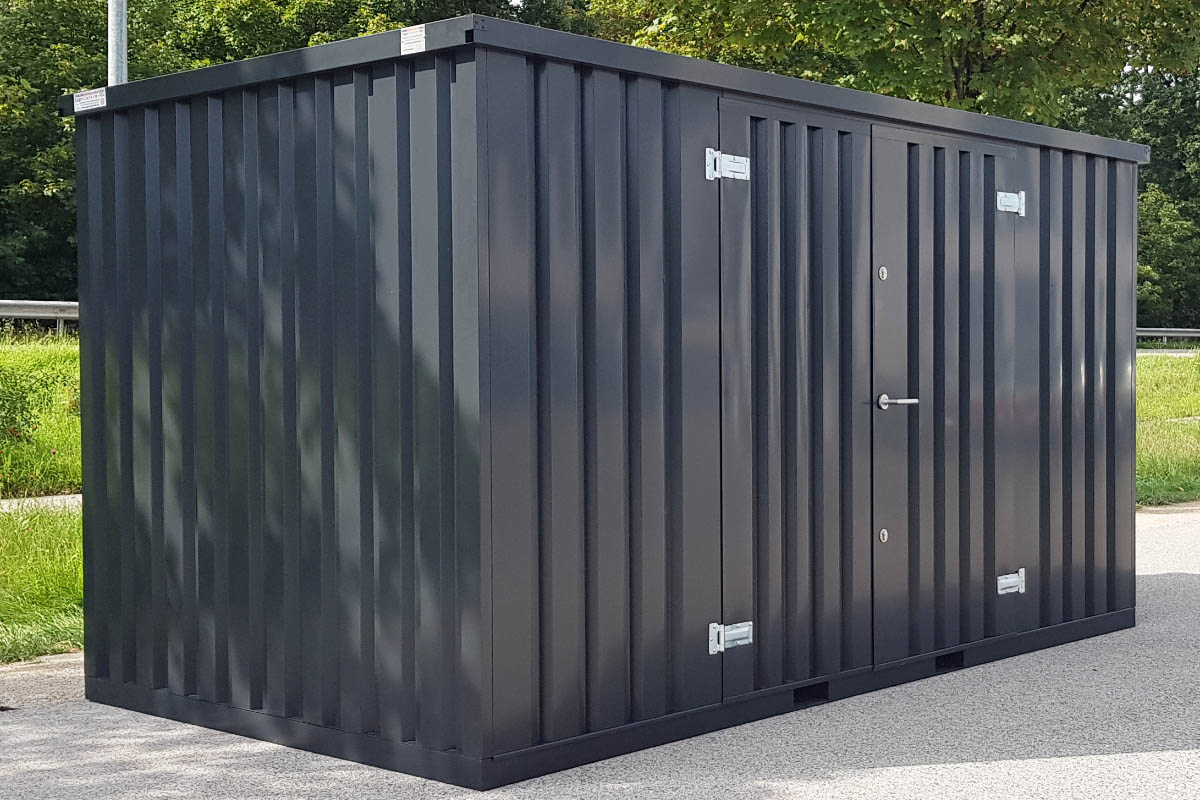 3m Gartenschuppen in Anthrazit RAL 7021 Doppeltür längsseitig