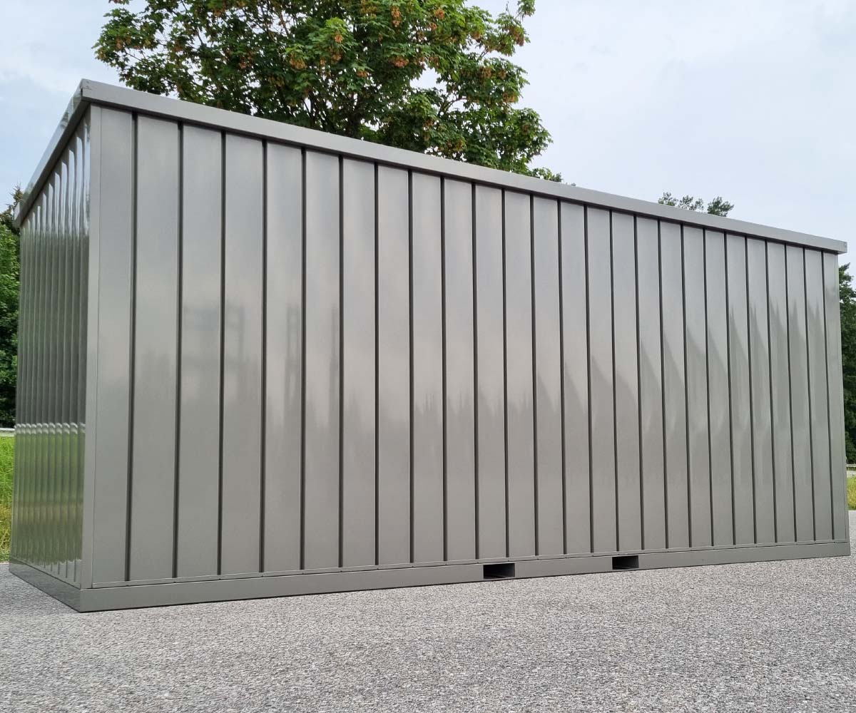 5m Gartenhäuschen in RAL 7039 Quarzgrau mit Doppeltür | PRIME