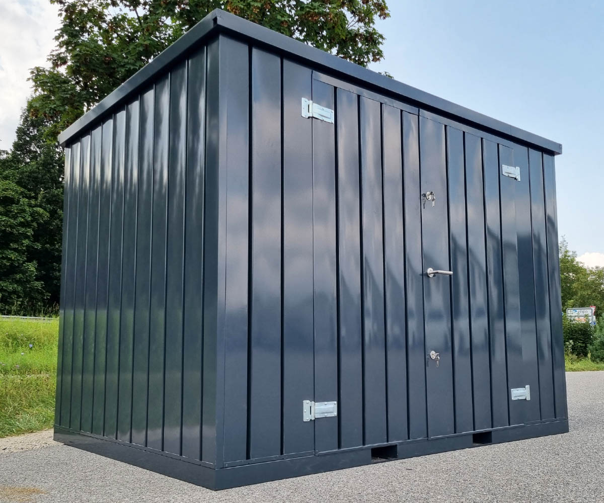 5m Gartencontainer mit Türen längsseite in RAL 7016 Anthrazit | Prime