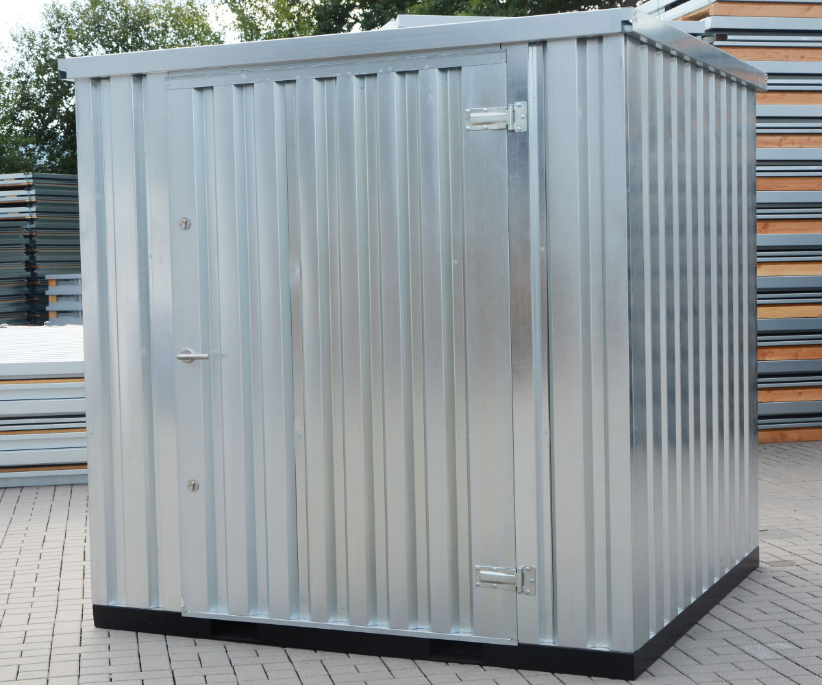 2m Blechcontainer mit Einflügeltür, Kranösen und Staplerlaschen