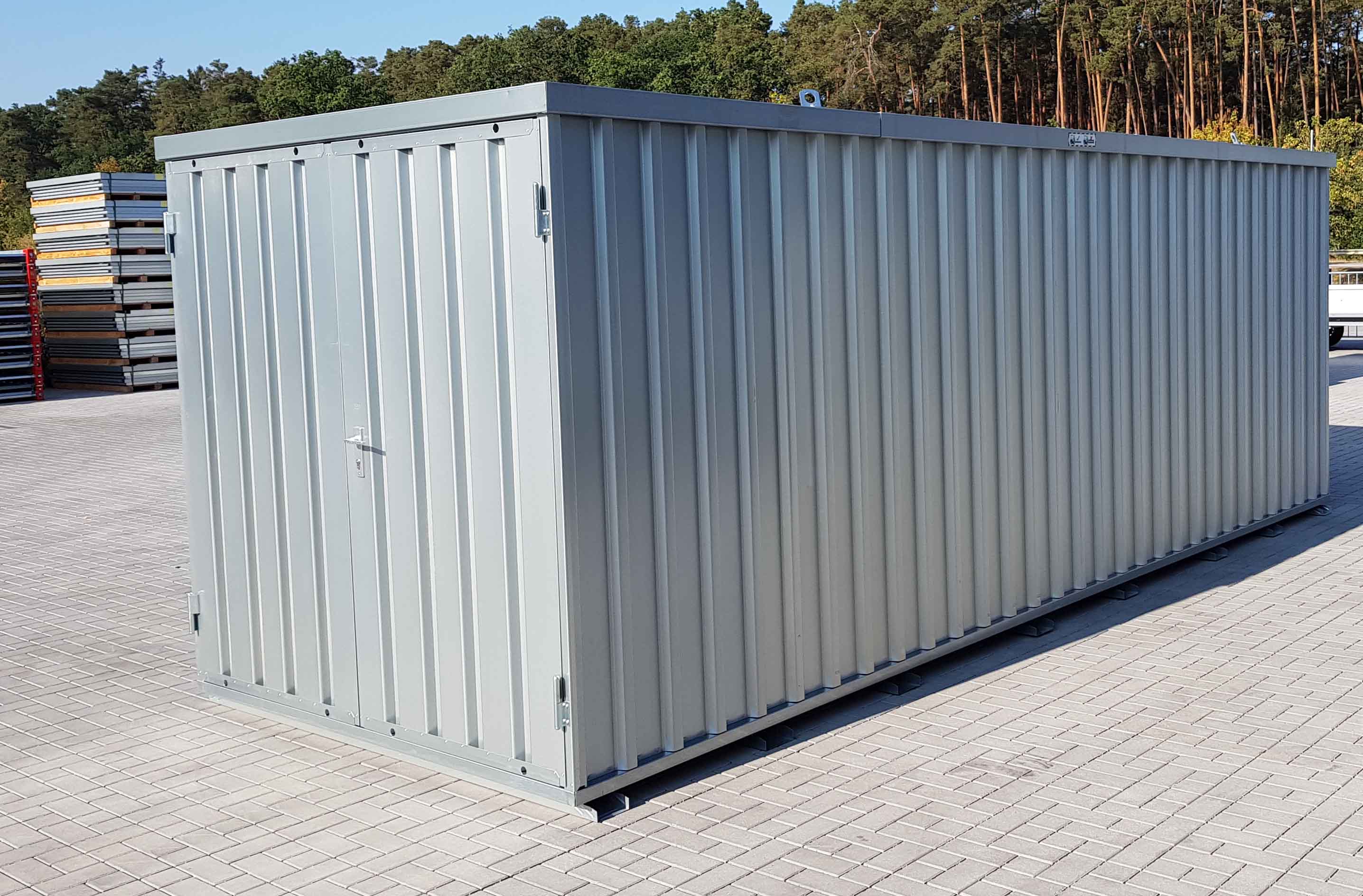 6m Materialcontainer 20 Fuss- mit Doppelflügeltür, Kranösen und Staplerführung