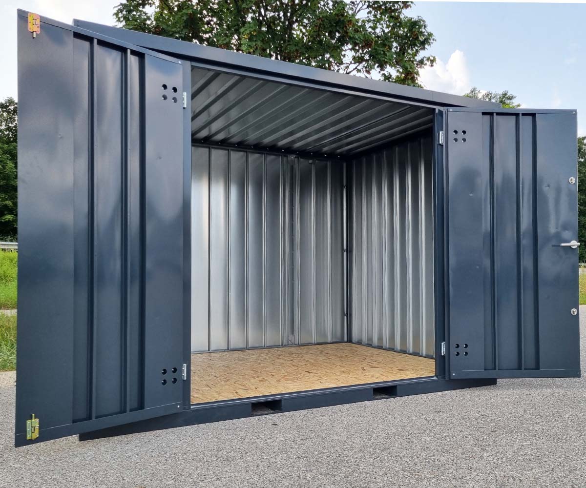 3m Gartencontainer mit Türen längsseite in RAL 7016 Anthrazit | Prime