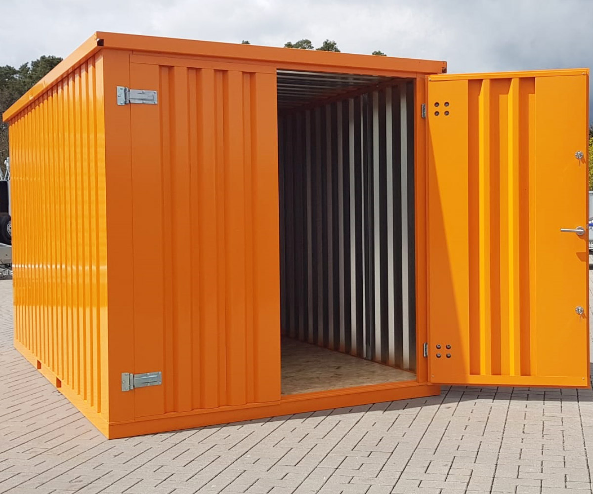 4m Bauhof Container in RAL 2011 mit Doppeltür und Kranösen