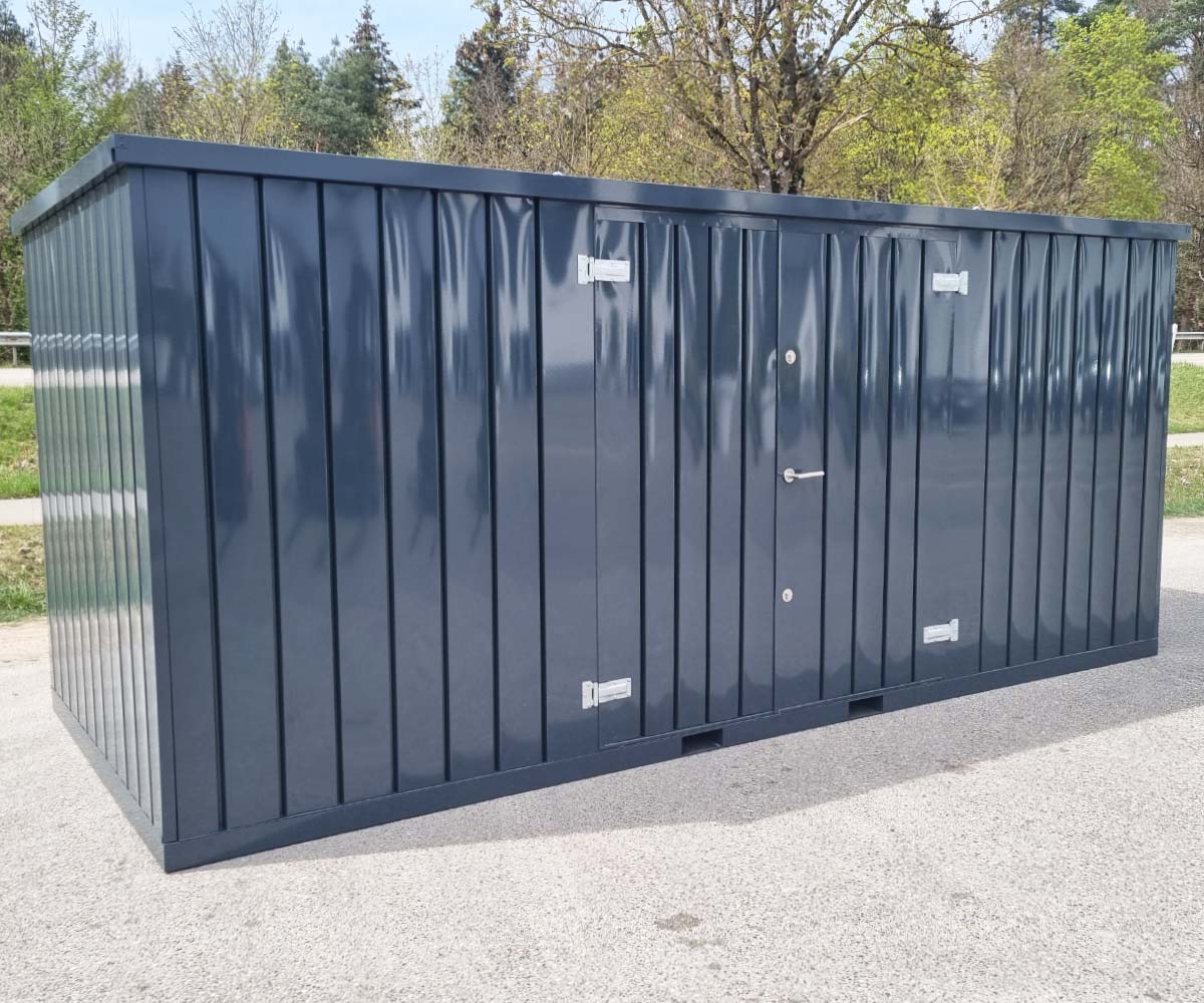 5m_Gartencontainer_Doppeltuer_RAL7016_Frontansicht