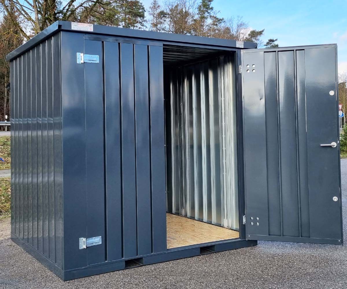 Barcontainer mit Grosser Verkaufsklappe in RAL7016 Anthrazitgrau