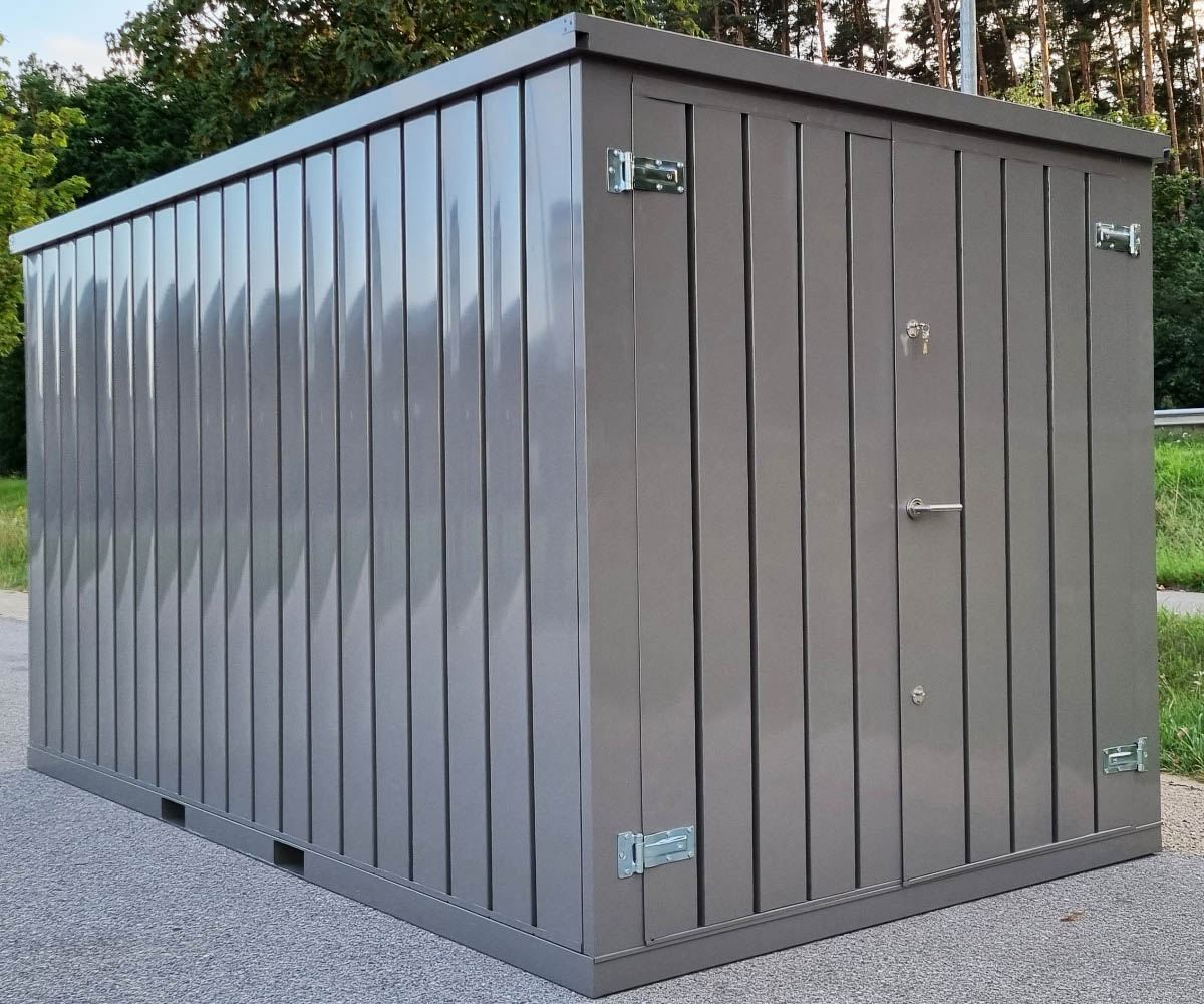 4m Gartenhäuschen in RAL 7039 Quarzgrau mit Doppeltür | PRIME