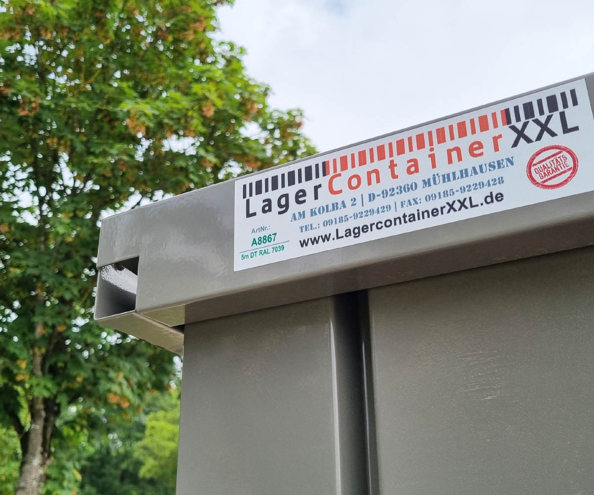 5m Gartenhäuschen in RAL 7039 Quarzgrau mit Doppeltür | PRIME
