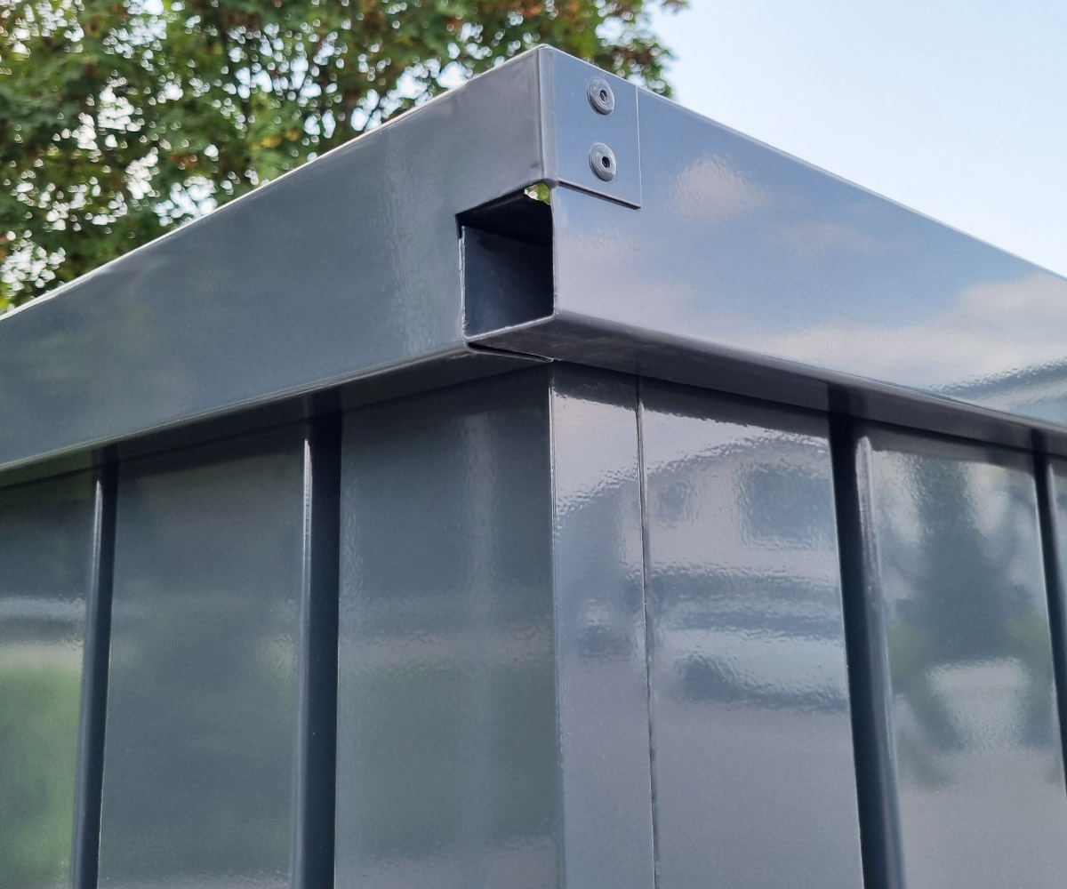 5m_Gartencontainer_Doppeltuer_RAL7016_Regenrinne