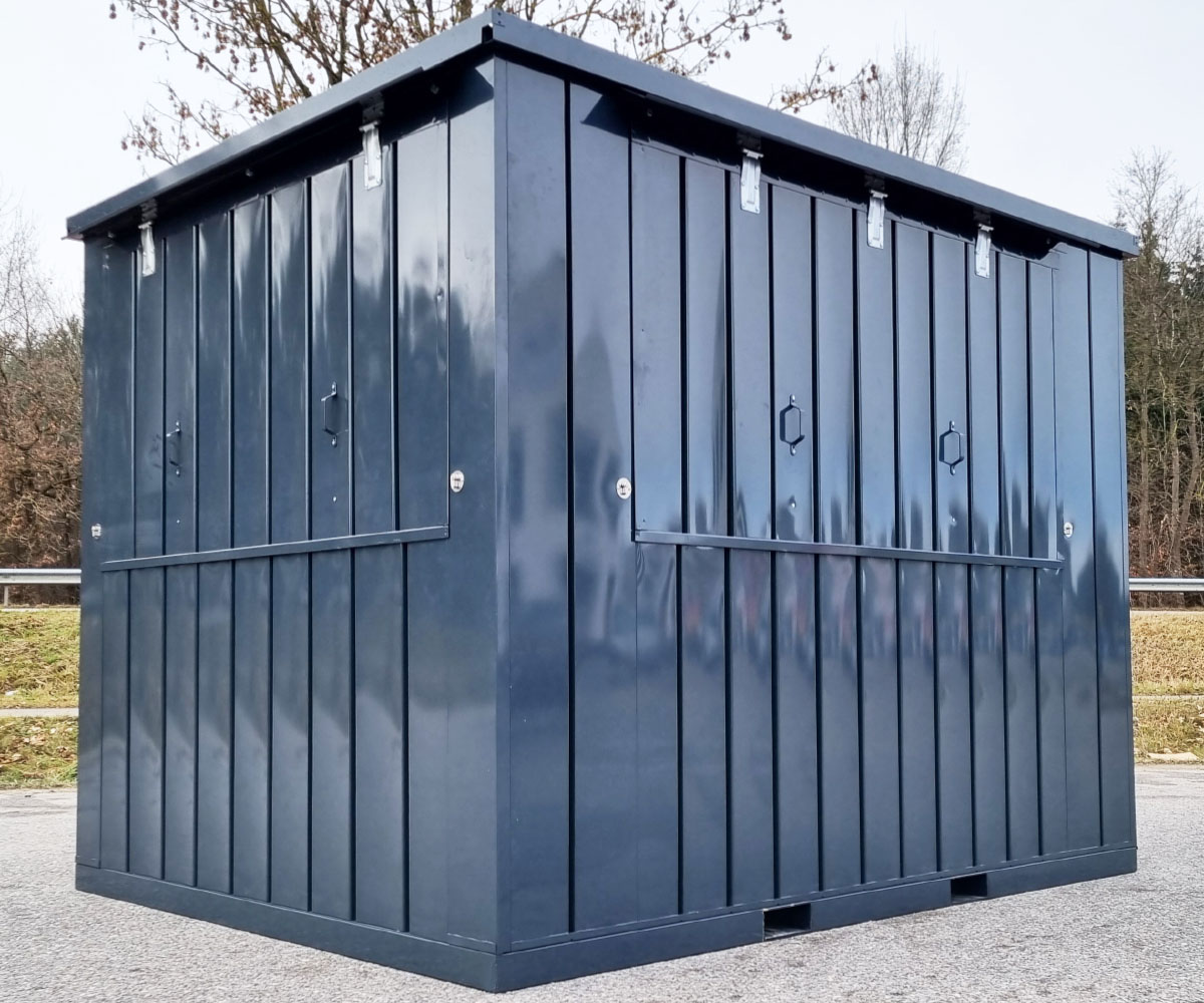 3m Verkaufsbox mit 2 Verkaufsklappen in RAL7016 Anthrazit