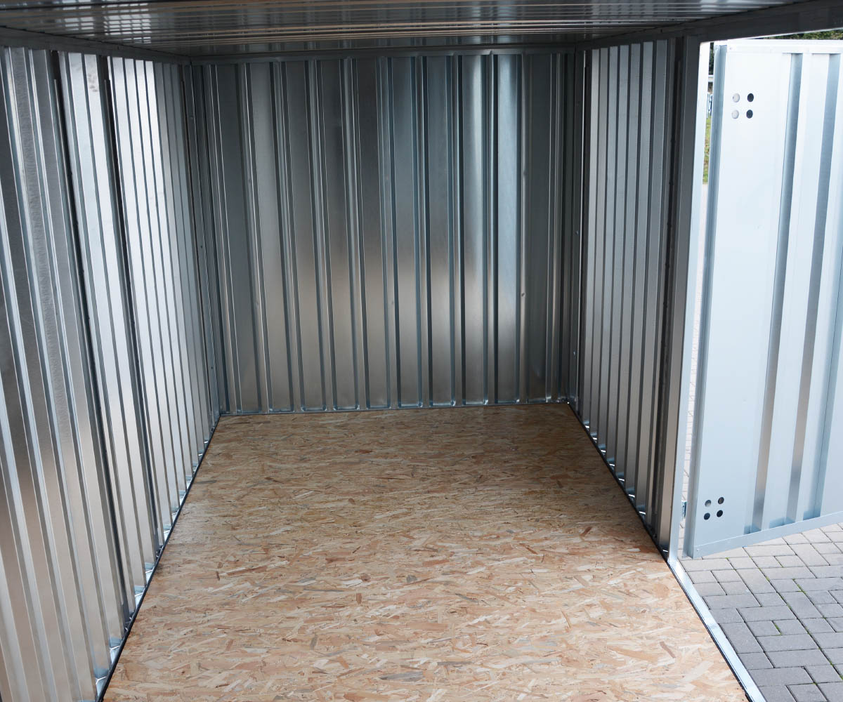 4m Spezial Blechcontainer mit Doppelflügeltür auf der langen Seite