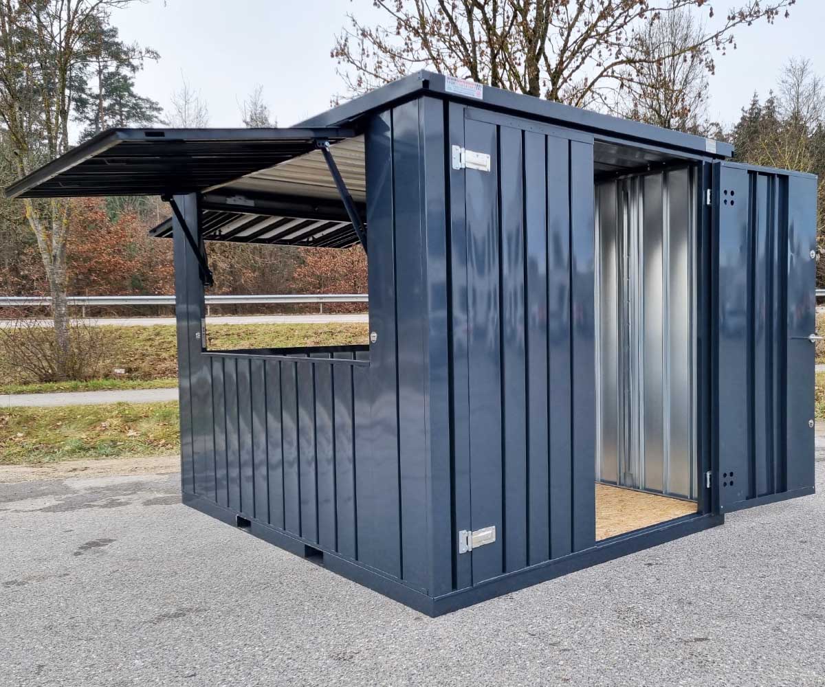3m Verkaufsbox mit 2 Verkaufsklappen in RAL7016 Anthrazit