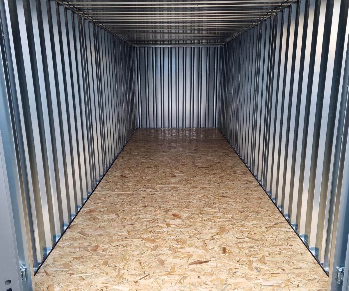 5m Blechcontainer mit Doppelflügeltür, Kranösen und Staplerlaschen
