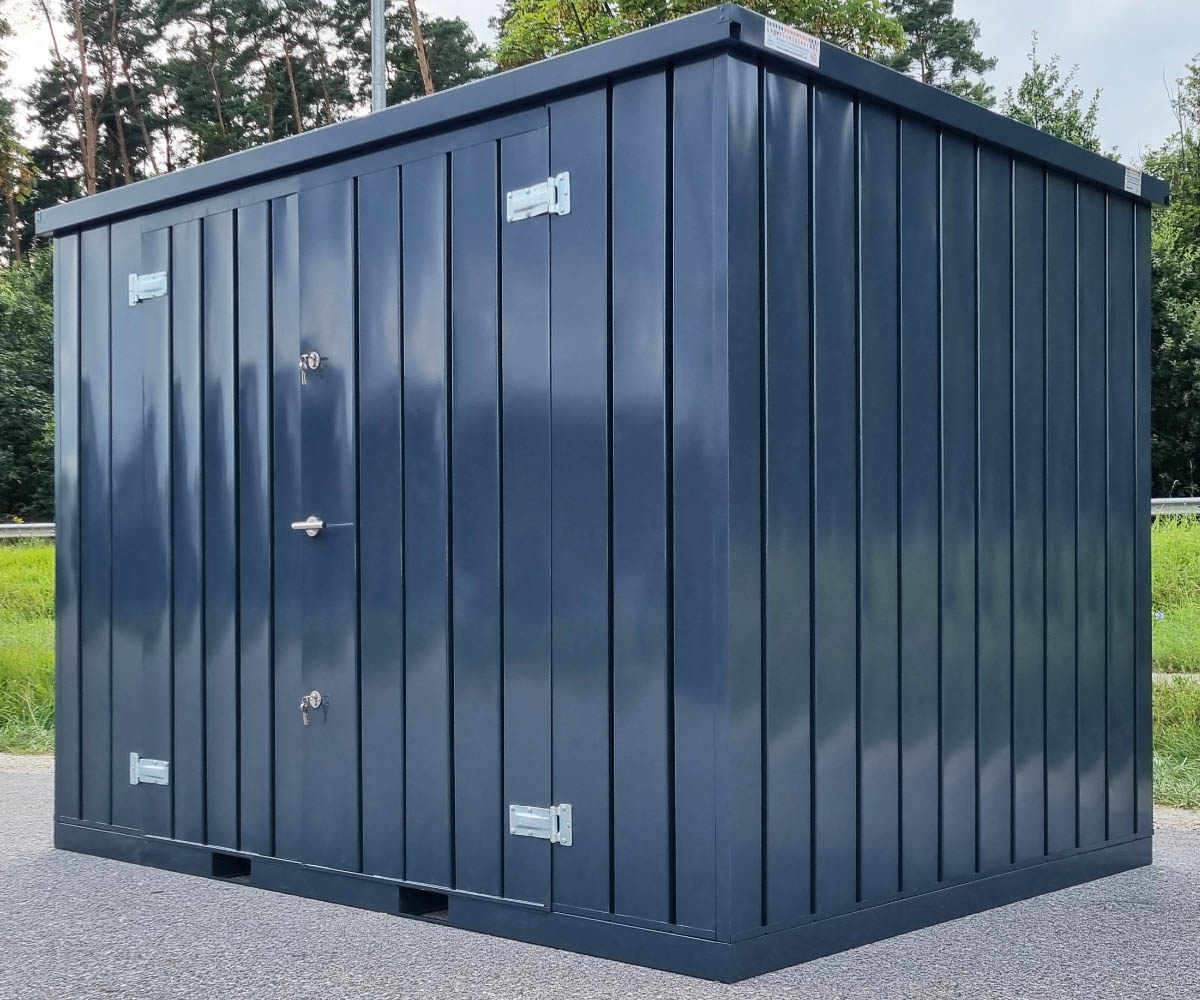 4m Gartencontainer mit Türen längsseite in RAL 7016 Anthrazit | Prime