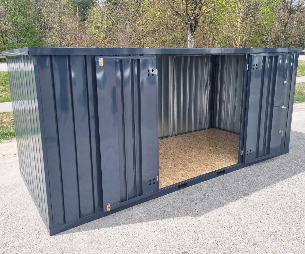 6m_Gartencontainer_Doppeltuer_lange_Seite_RAL7016_Anthrazit_geoeffnet