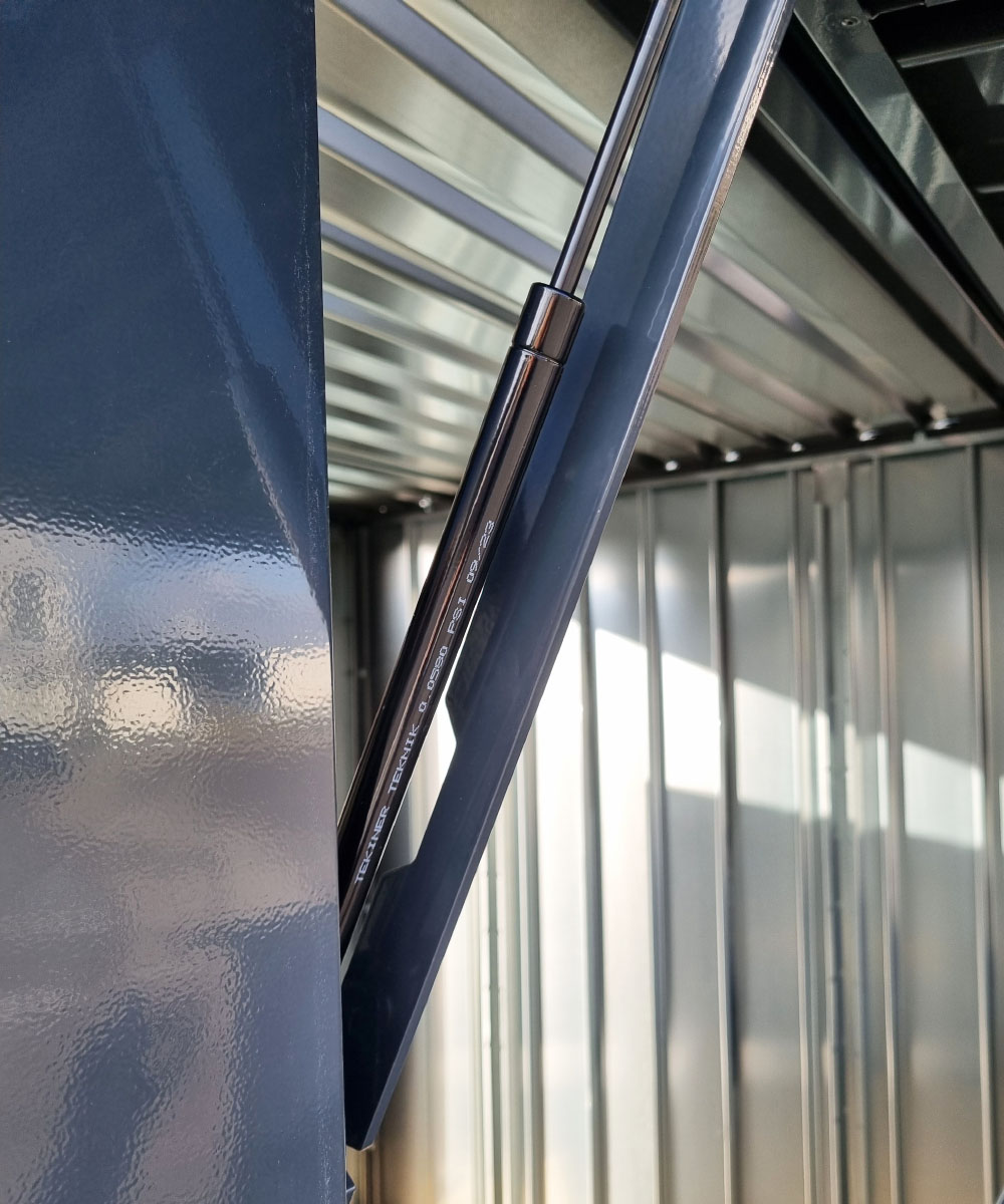 Barcontainer mit Grosser Verkaufsklappe in RAL7016 Anthrazitgrau